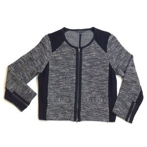 Eileen Fisher Moto Marled Tweed Crop  Zip Jacket